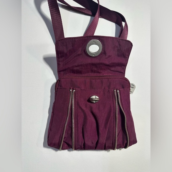 Baggalini Tokoyo Mini Wine Cross Over Nylon Canvas Purse - Picture 12 of 15